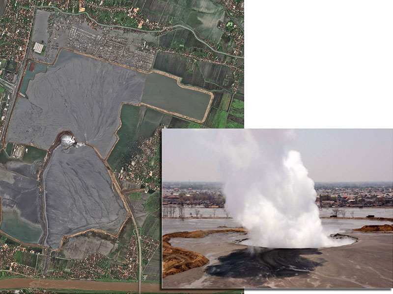 The destructive and far-reaching LUSI mud volcano of northeast Java, still a controversial subject for scientists, politicians and industry officials, was in the spotlight in a Cape Town special forum.

Photos courtesy of Ikonos Satellite Image, Durham University