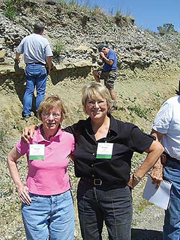 Susan Landon and Robbie Gries, studying the rocks in Montana – Susan’s first post-injury trip. Photo courtesy of Robbie Gries
