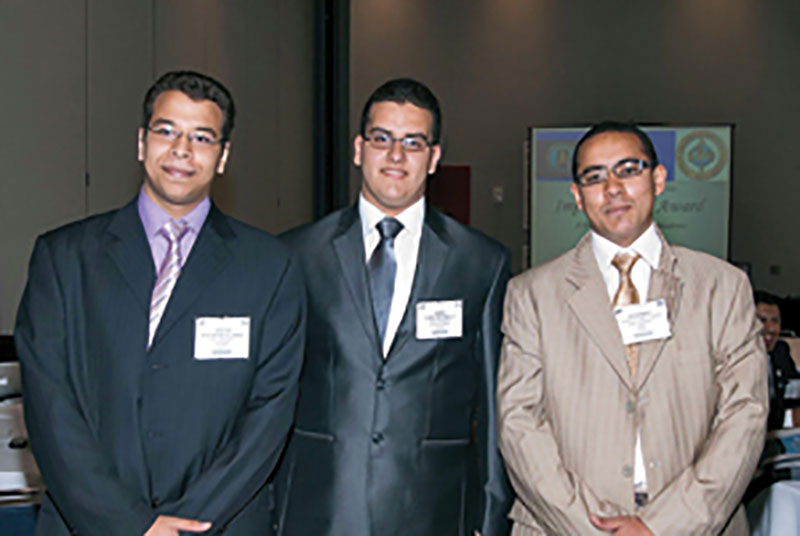 The members of the University of Cairo IBA team, from left, Ibrahim Mohamed Ismael Abdelsamad, Hussein Ali Abdulaziz Abdulhafez and Ahmed Mohsen Hassan Metwally.