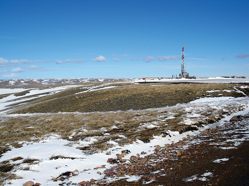The Pioneer 41 rig at Newfield’s Buffalo Jump 1-28H location in Glacier County, Montana – an area that AAPG Explorer of the Year Doug Strickland saw as having a huge potential.