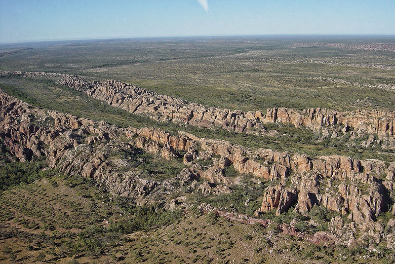 Outcrops of Bessie Creek and Abner Sandstones nearby to Falcon’s acreage in the Beetaloo Basin. Photo courtesy of Falcon Oil and Gas