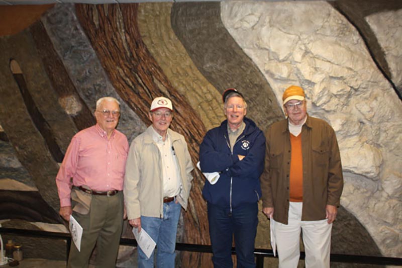 Presidential treatment: Participants in Bob Allen’s recent field trip to the Arbuckle Mountains in Oklahoma included some big names in AAPG history; from left, Allen, past president Jim Gibbs, current president John Lorenz and past president Marlan Downey.
