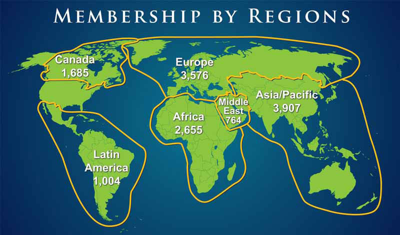 There are 13,577 non-U.S. members of AAPG – about 39 percent of the total membership. The top 10 countries with AAPG members (including Student totals) as of Jan. 1 are:
Canada – 1,685 members
Nigeria – 1,445
England – 993
Egypt – 922
China – 654
Australia – 649
Malaysia – 618
Indonesia – 567
India – 516
Scotland – 409