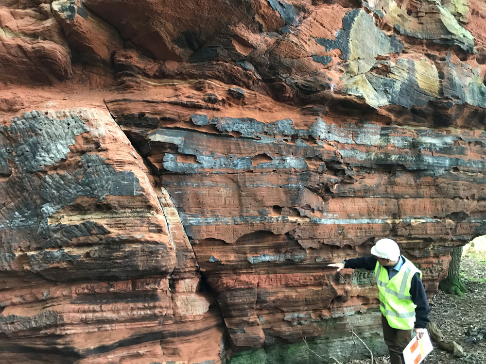The Triassic Sherwood Sandstone which could be used to store CO2