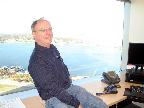 Dr. Eric Eslinger at his office in Glenmount, NY, overlooking the Hudson River.