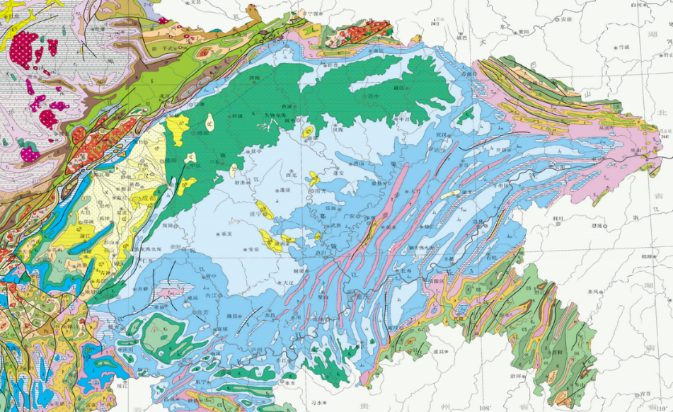 Fig.1 Geological mapping of Sichuan Basin