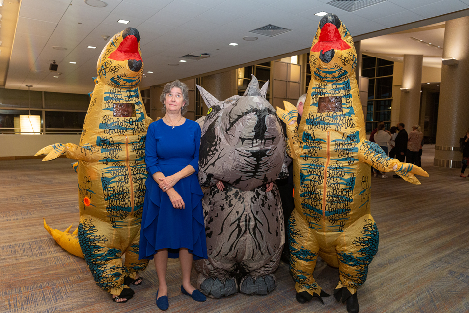 Gretchen Gillis with Dinosaurs