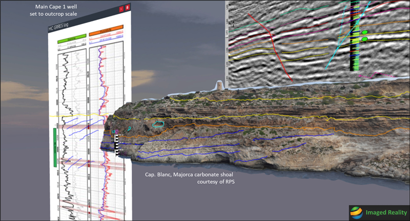 Imaged Reality software is used to integrate outcrop to well log and advance understanding of the Main Cape carbonate reservoir type and what can be
expected in its forthcoming appraisal.