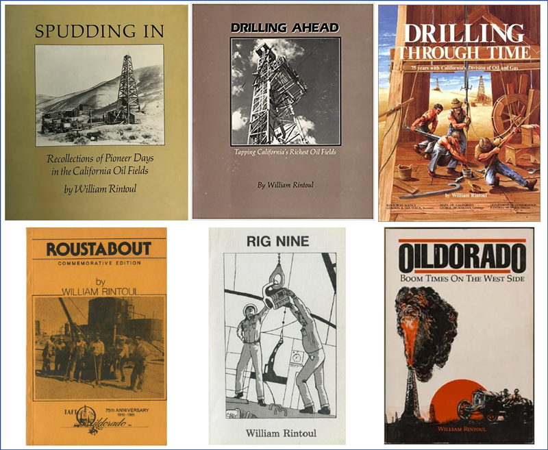 Cover pages of Rintoul’s six books, all of which he dedicated to family members or colleagues.